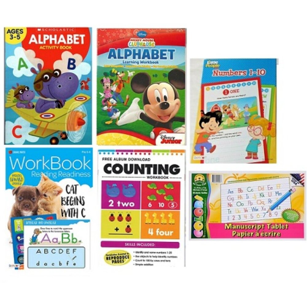 6 Pre-K Learning Activity Books